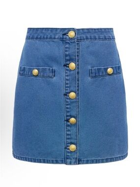 L'AGENCE Kris Button Front Mini Skirt With Gold Button Details Size 27 $265